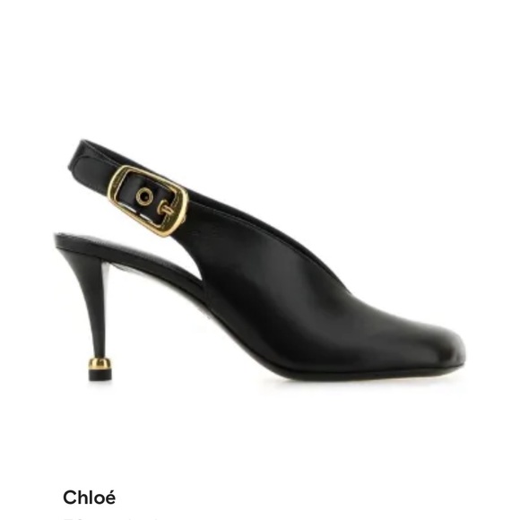 Chloe Elegant Black Heels with Gold Accent - Picture 5 of 5